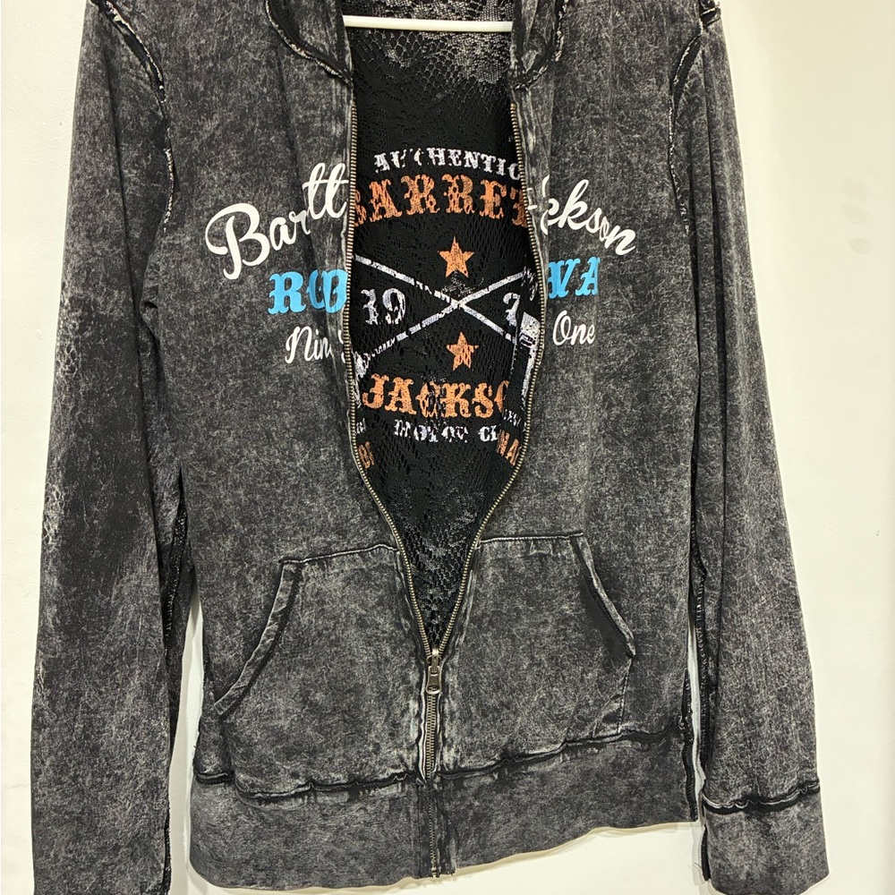 Barrett Jackson Limited Black Graphic Zip-Up Hoodie